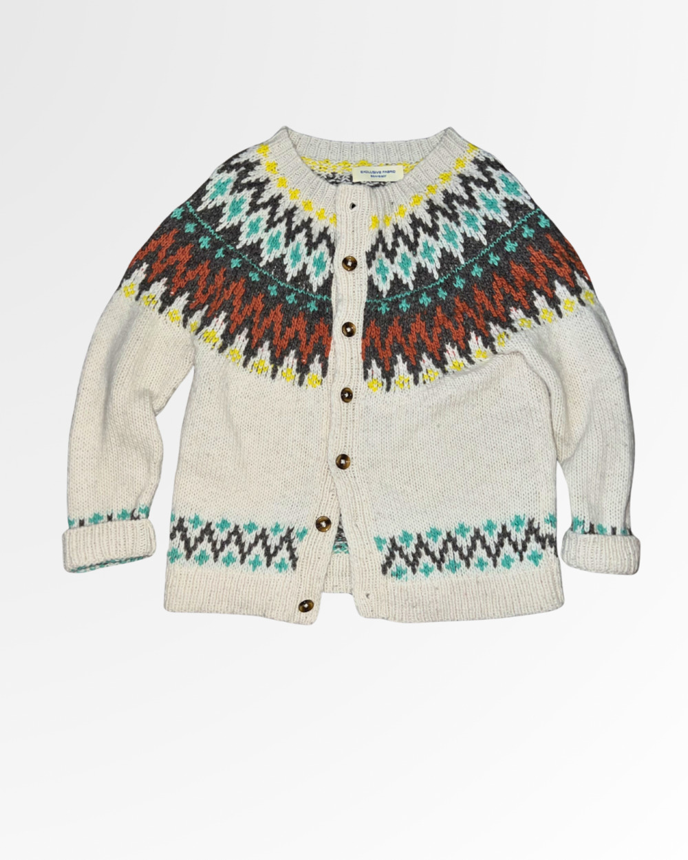 BEAMS BOY Hand Nordic Fair Isle Knit Cardigan